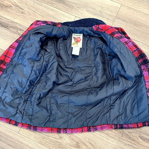 Rothschild Kids Plaid Pea Coat in Red and Purple M 10-12 - Picture 2 of 8